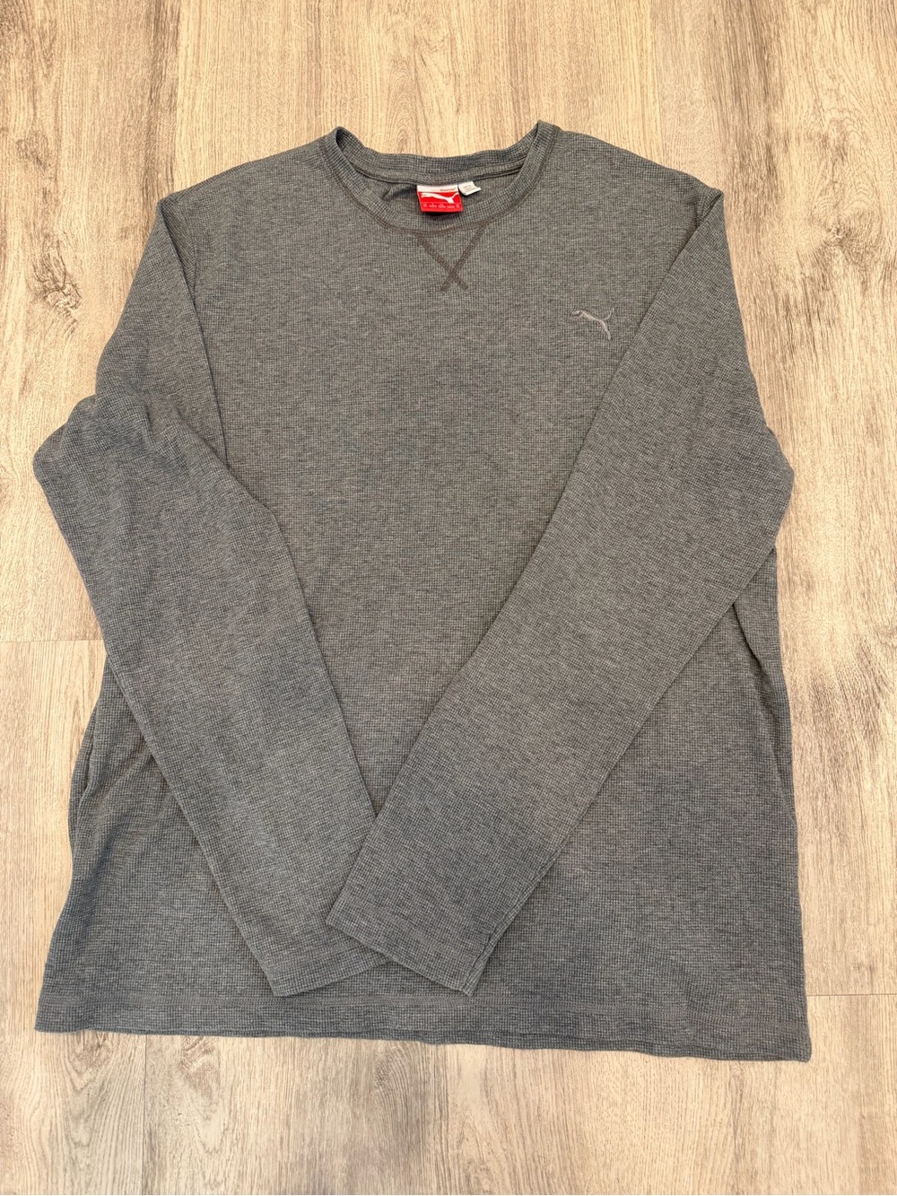 Puma Sport Lifestyle XL Gray Thermal Waffle Knit Long Sleeve Shirt NWOT
